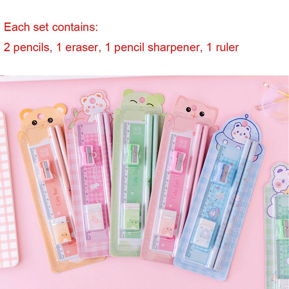 Bộ 5 Thước Kẻ Kèm Gôm Tẩy Dành Cho Các Bé