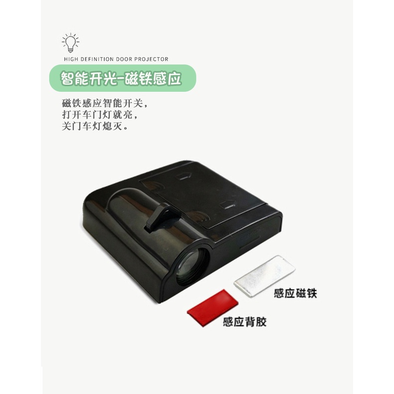 Mới! 1 Đèn LED Không Dây Laser Hình Gấu Thỏ Hoạt Hình Gắn Cửa Xe Hơi