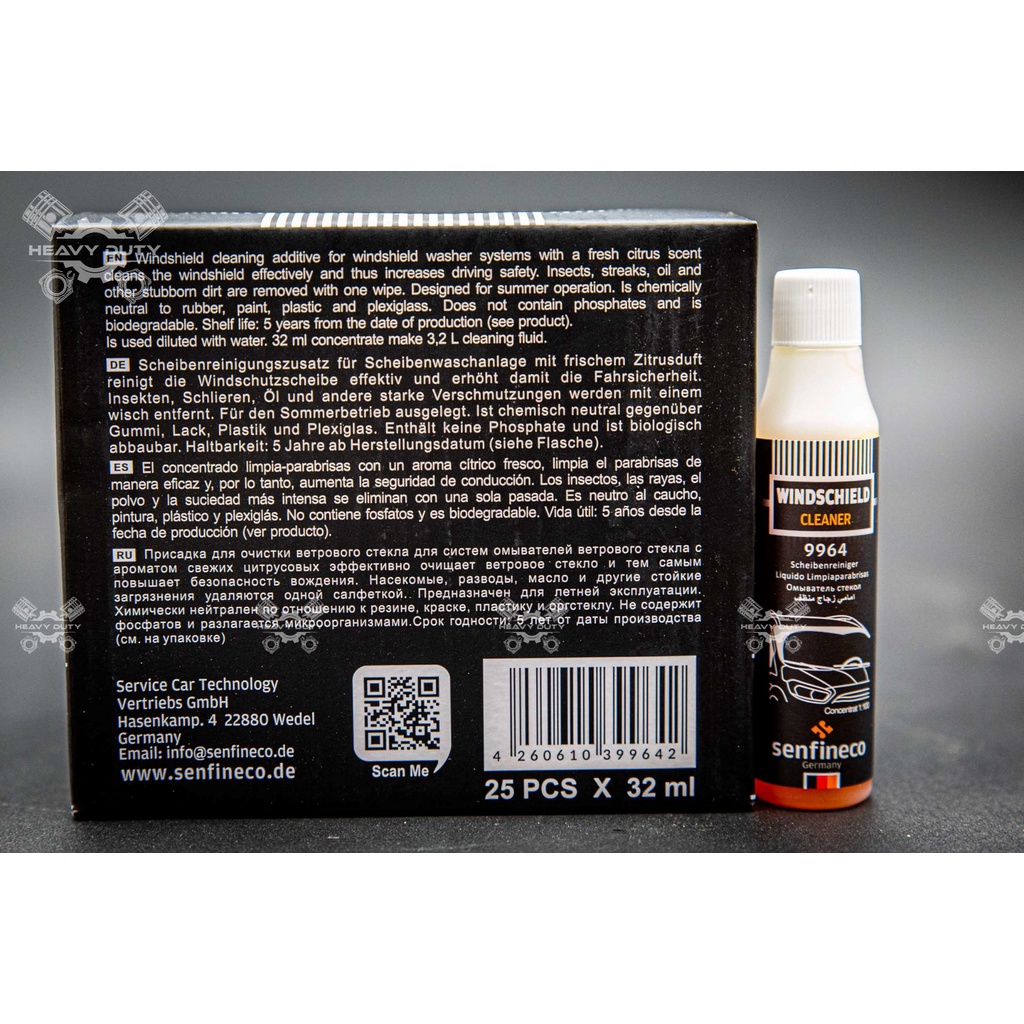 [Combo 2 Chai] Nước Rửa Kính Đậm Đặc Cao Cấp - Senfineco Windshield Cleaner 1:100 Concetrate 9964 [32ML] [Hương Cam]]