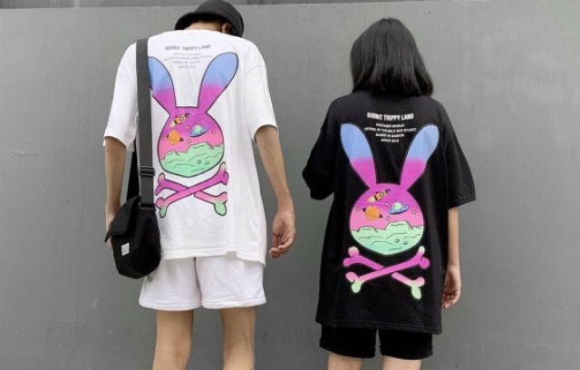 [Hình thật] áo thun tay lỡ THỎ xương Unisex