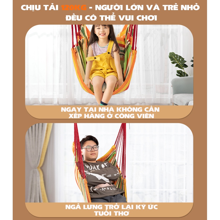 Xích đu FITEZY cho bé vui chơi tại nhà, ghế võng sân vườn học sinh treo xà đơn