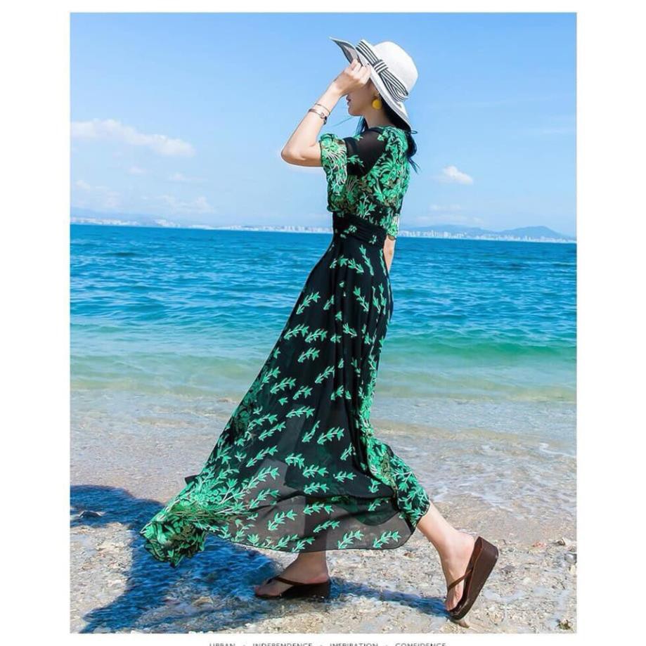 Đầm Maxi Hoa Nhí Dáng Dài Thướt Tha Cao Cấp - Váy Đi Biển Voan Lụa 2 Lớp Đẹp Quảng Châu Loại 1 | BigBuy360 - bigbuy360.vn