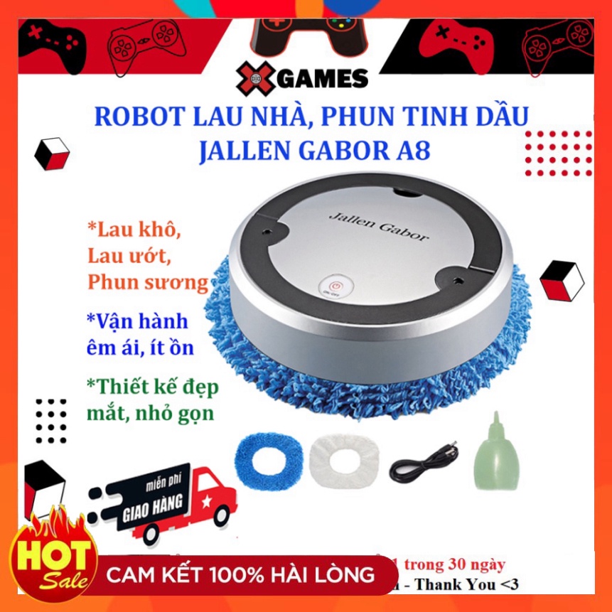 Kết Hợp Lau Ướt + Lau Khô Robot lau nhà Jallen Gabor A8 - Video Thật - Máy lau nhà tự động A8 tích hợp phun sương