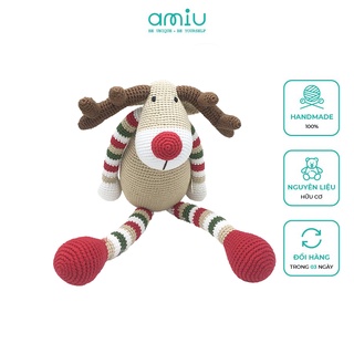 Gấu bông cao cấp - Quà tặng giáng sinh - Tuần lộc mũi đỏ - Quà tặng thủ công handmade độc đáo Noel