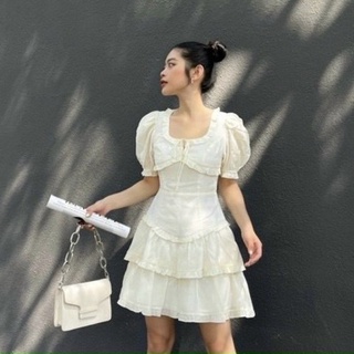 Đầm trắng tầng phối bèo (kèm hình thật)