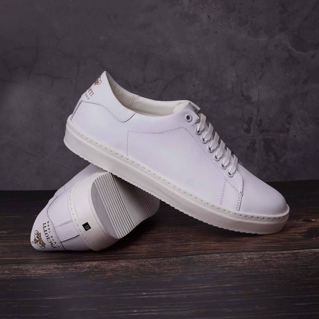 GIÀY SNEAKERS DA PACIOTTI BUỘC DÂY - TRẮNG