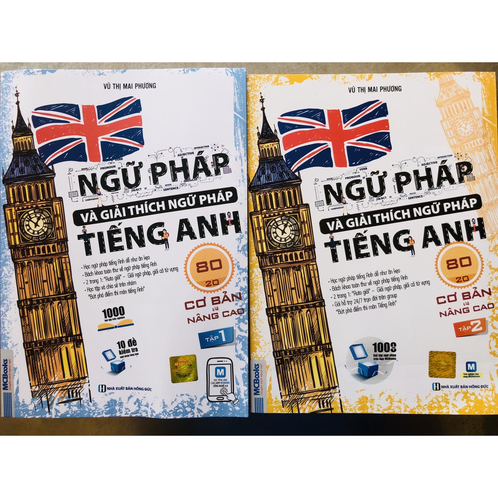 Sách - Combo Ngữ Pháp Và Giả Thích Tiếng Anh Căn Bản và Nâng Cao 80/20 Tập 1 + 2