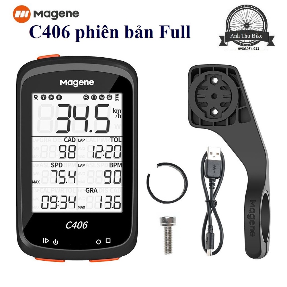 Đồng hồ xe đạp vệ tinh định vị GPS Magene C406 Full chức năng mới