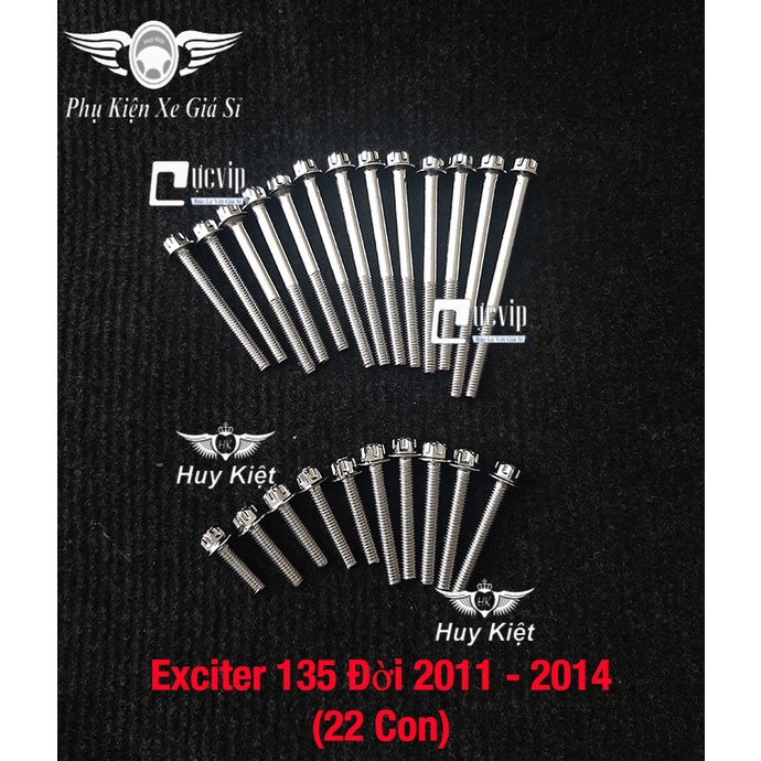 Bộ Ốc Lốc Máy Salaya Inox 304 Cho Exciter 135 Đời 2011 - 2014 (22 Con) MS4891