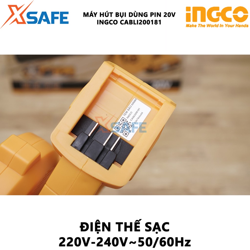 Máy thổi bụi dùng pin INGCO CABLI200181 20V Máy thổi lưu lượng khí tối đa 2.7m3/ph, không kèm theo pin và sạc - [XSAFE]