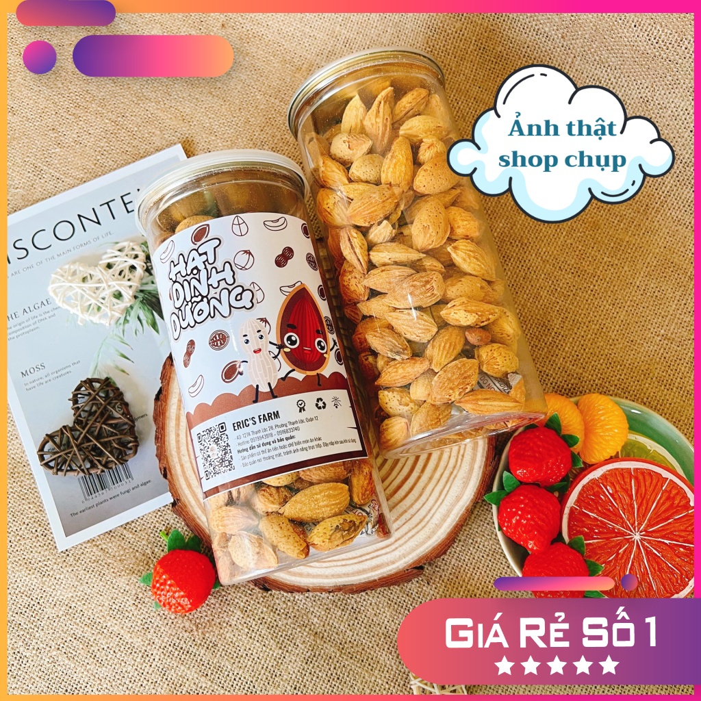 Hạnh nhân rang bơ Eric's Farm 450g, vỏ mỏng, thơm giòn, ăn vặt dinh dưỡng giá rẻ