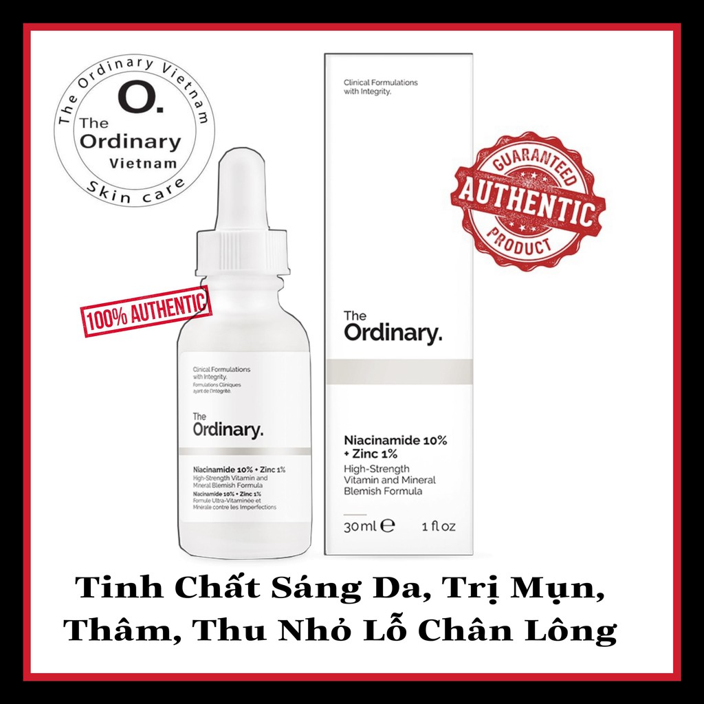 Tinh Chất The Ordinary Niacinamide 10% + ZinC 1% - Dưỡng Sáng Da, Cải Thiện Thâm, Mụn, Thu Nhỏ Lỗ Chân Lông