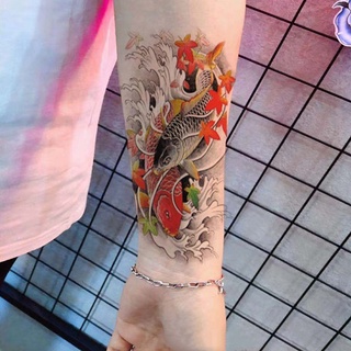 [Đọc kỹ mô tả] Hình dán cá chép cam, size bắp tay <15x21cm. Xăm dán tatoo tạm thời
