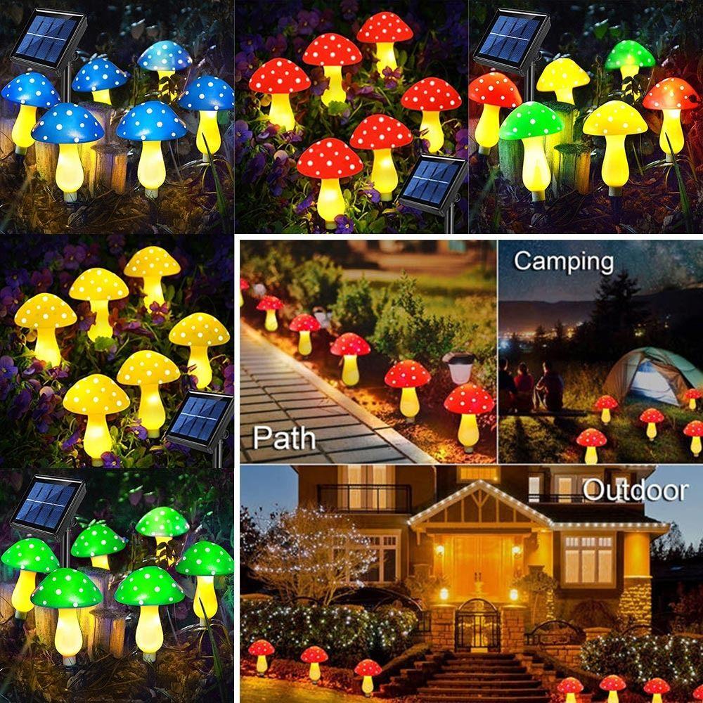 LEISURE Bộ 6 / 8 Đèn LED 5 Màu Hình Nấm Trang Trí Sân Vườn