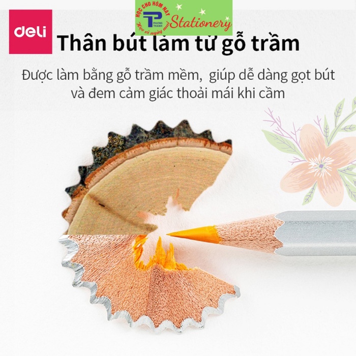 Bút chì màu nước cao cấp Deli - Có kèm cọ tán - Bộ 24 màu - 6521