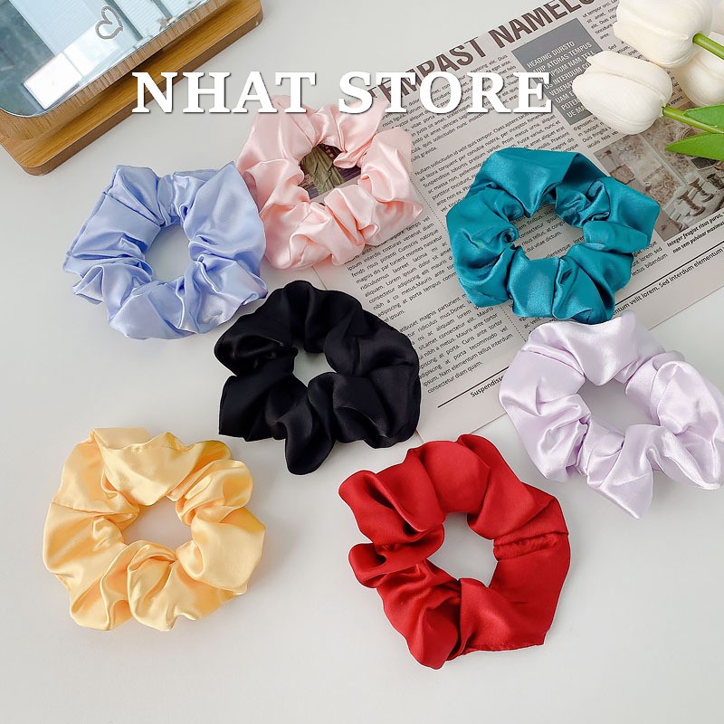 Chun buộc tóc nhatstore, scrunchies lụa satin