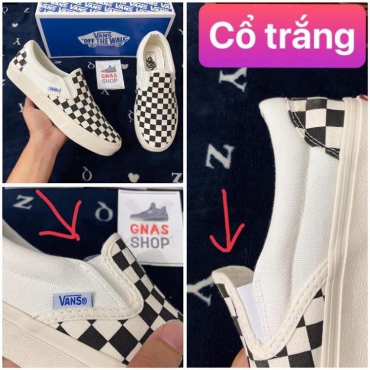 Chất Nhất - [Chuẩn 11 - hộp xanh] Giày thể thao lười slip on caro vault đen trắng nam nữ không dây M6 [ SALE ]