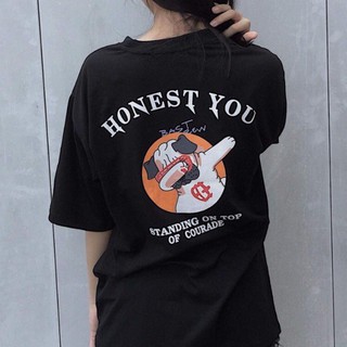 Áo thun tay lỡ unisex honest you chú chó . .