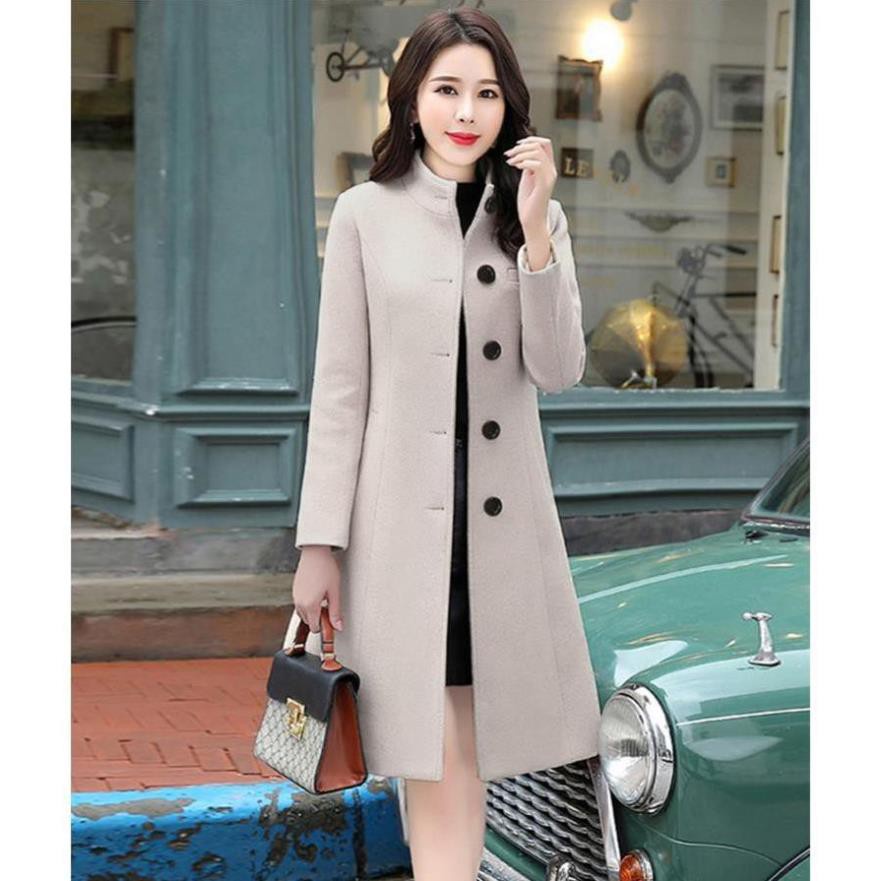 Áo Khoác Dạ Cổ Trụ - Áo Dạ Nữ Dáng Dài Cổ Đứng Túi Xéo Kèm Đai Cao Cấp ( Có ảnh cận chất vải) | BigBuy360 - bigbuy360.vn