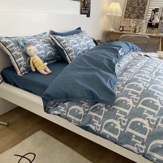 Bộ Drap & Chăn Phao Cotton Poly Dior Xanh