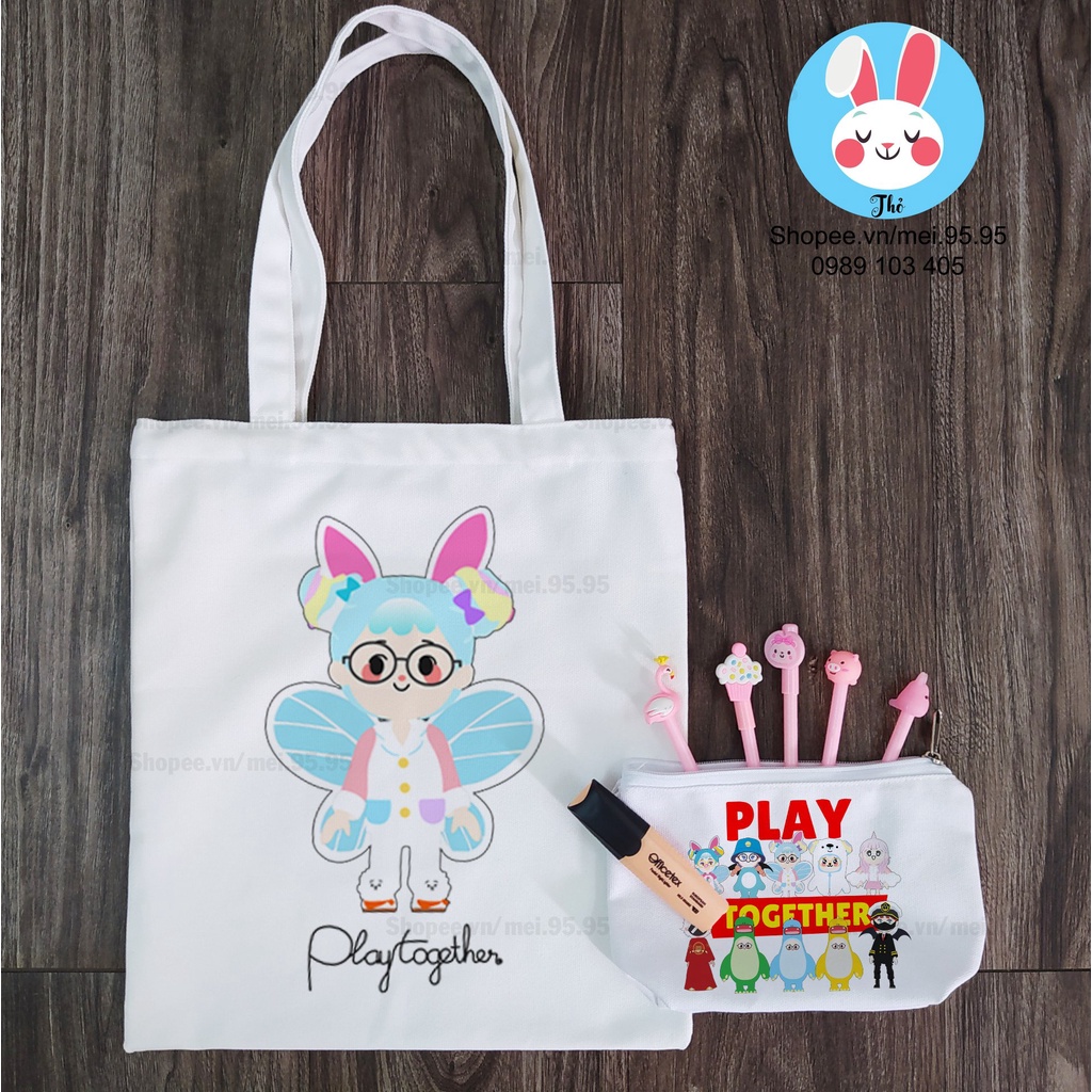 Túi đựng bút, túi đựng viết Play Together phong cách Hàn Quốc , Mẫu Truz, Bong bóng xà phòng, Trứng phục sinh