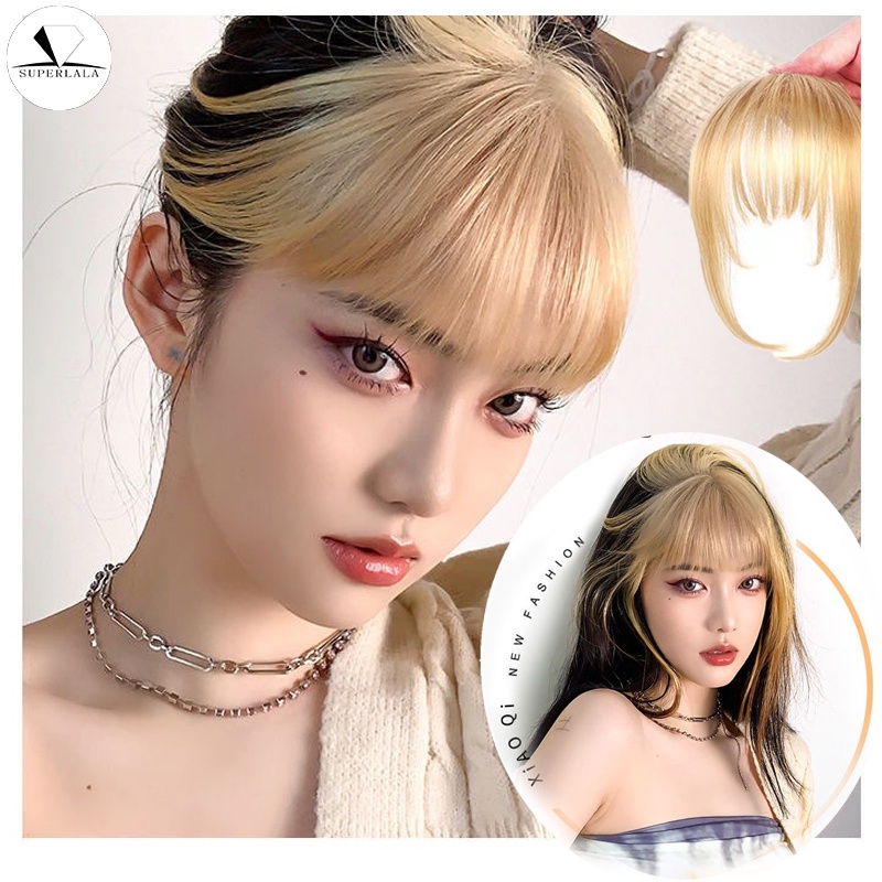 Tóc mái bằng giả nhuộm tông vàng thời trang