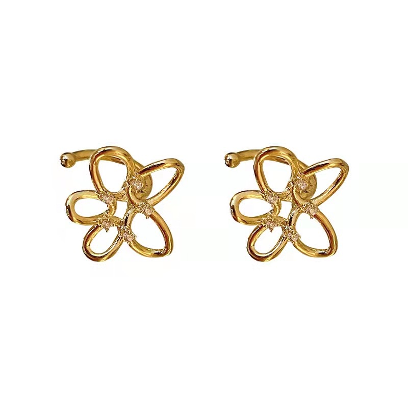 Bông Tai Hình Hoa Đính Đá Zircon Đơn Giản Thời Trang