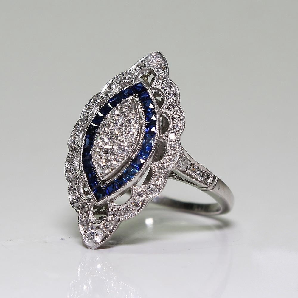 Nhẫn đeo đính đá sapphire topaz phong cách Âu Mỹ sang trọng