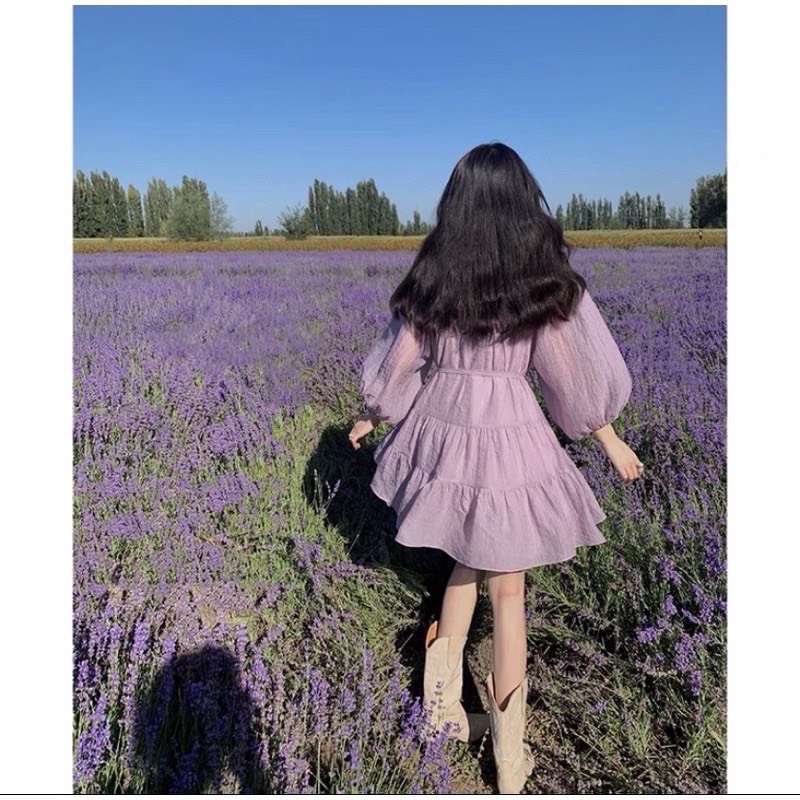 Váy đũi tơ nhăn tay bo kèm đau thắt "CARA DRESS" babydoll tiểu thư siêu xinh