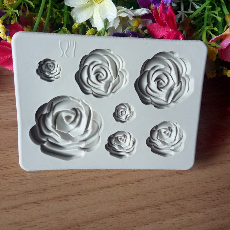 Khuôn Silicone Tạo Hình Hoa Hồng 3D Trang Trí Bánh