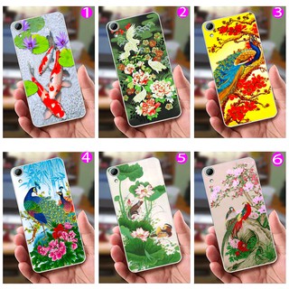 Ốp lưng HTC 820 (dẻo viền trắng trong) - Hình Chim Công, Cá Chép, Cò