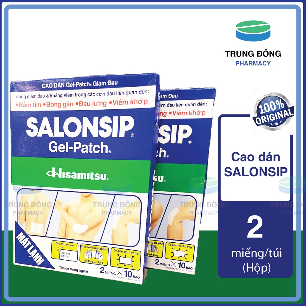 Cao dán lạnh giảm đau SALONSIP, miếng làm nóng kháng viêm- Trung Đông Pharmacy