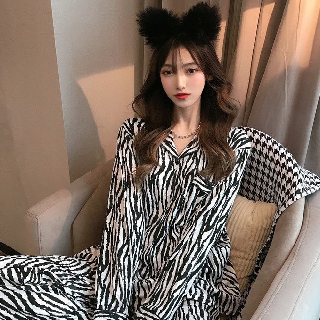 Bộ đồ ngủ nữ mùa đông áo - quần dài, ngắn tay - chân , pijama mặc nhà ngựa vằn dễ thương iBra's store