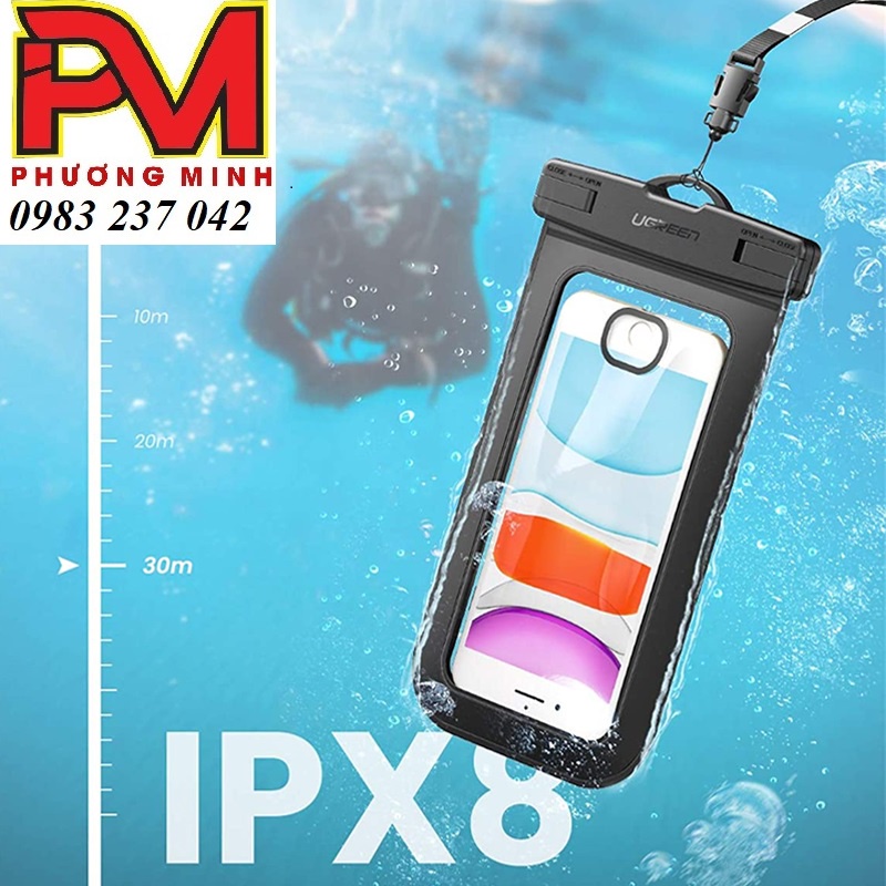 Túi đựng điện thoại chống nước tiêu chuẩn IPX 8 độ sâu 20m trong suốt cho màn hình từ 4&quot; đến 6.5 &quot; cao cấp  Ugreen 50919