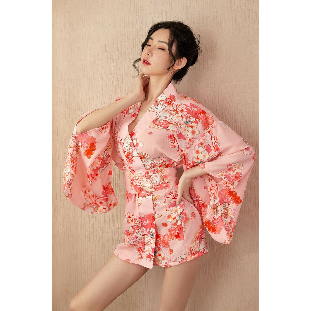 Cosplay Kimono Nhật Bản Siêu Sexy - Set Kimono Nhật Cực Kỳ Khêu Gợi Quyến Rũ Kimochi Vải Satin Lụa | BigBuy360 - bigbuy360.vn