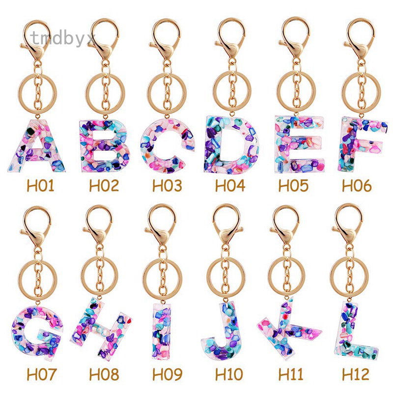 Tmdbyx Móc khóa xe hơi họa tiết 26 chữ cái chất liệu acrylic dễ thương