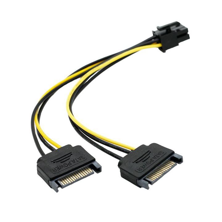 Cáp Nguồn Sata 2 Đầu Sang 6 Pin Cho Card Đồ Họa - Vga - Màn Hình