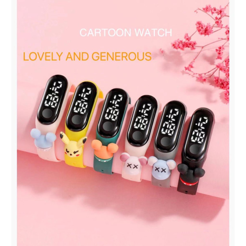 Đồng Hồ Đeo Tay Điện Tử Dạ Quang Chống Nước Kiểu Hoạt Hình Cho Bé Tiểu Học Và Trung Học