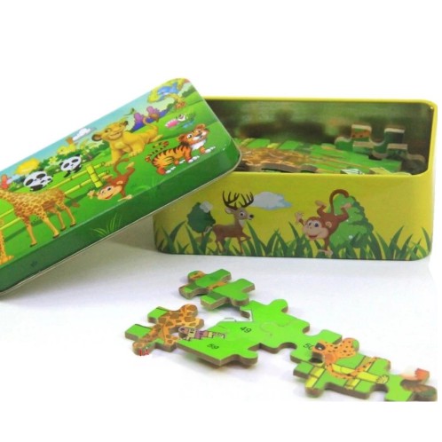 Bộ tranh ghép hình (puzzle) 60 miếng cho bé (hộp sắt)