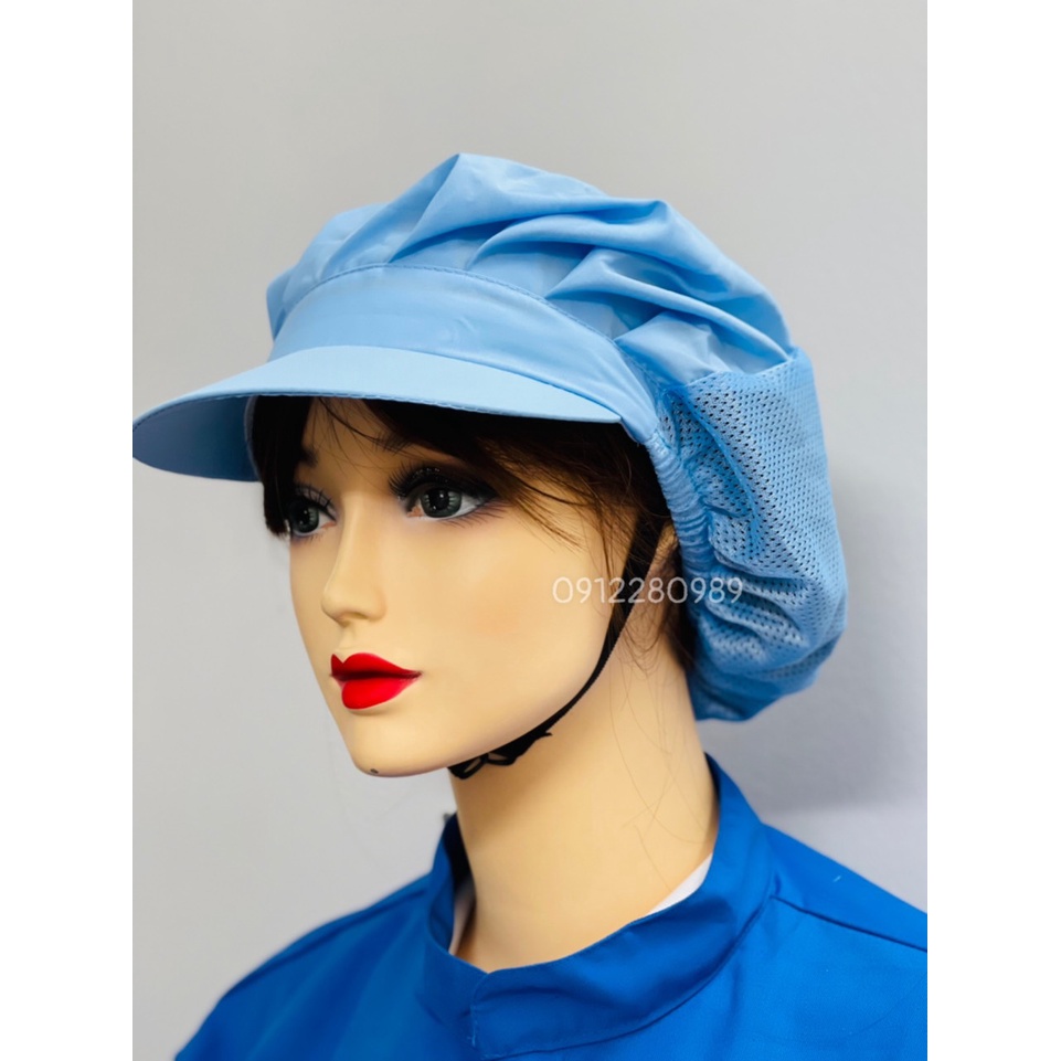 Nón kết xếp ly vải silk có nhiều màu, Nón ngành thực phẩm _ Hình chụp thật