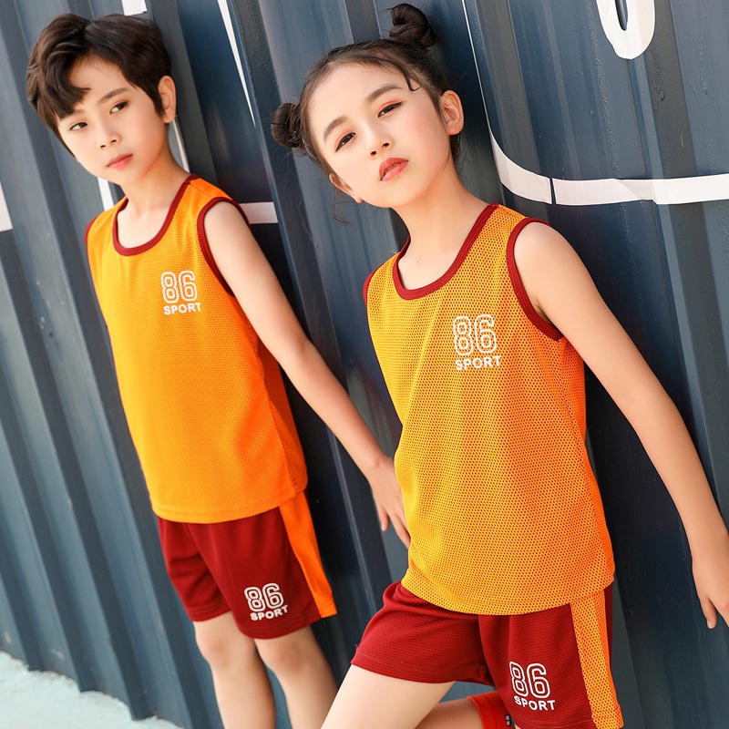 Bộ Đồ Thể Thao Hai Mảnh Áo Sát Nách Phối Màu Tương Phản Nhanh Khô 90-160cm Cho Bé