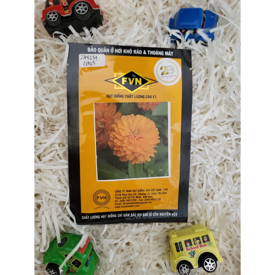 Hạt giống cúc lá nhám kép - ZINNIA FVN ZIN259 Double Zahara Orange Bright gói 20 hạt