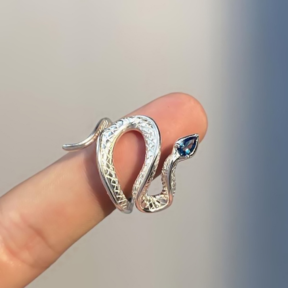 1 Nhẫn Hở Hình Rắn Hổ Mang Cá Tính Bằng Thép Không Gỉ Màu Bạc Sáng Tạo Có Thể Điều Chỉnh Cho Nữ