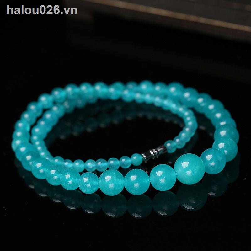 ✥❐۩[On stock] Lover necklace Natural ice amazonite crystal bracelet women s single circle couple bracelets mother s necklace men s multi-circle Buddhist beads