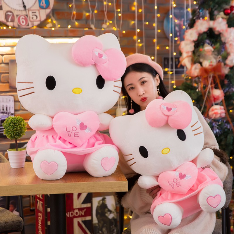 Gấu bông mèo Hello Kitty váy hồng kích thước 35-45-55cm Buenoo