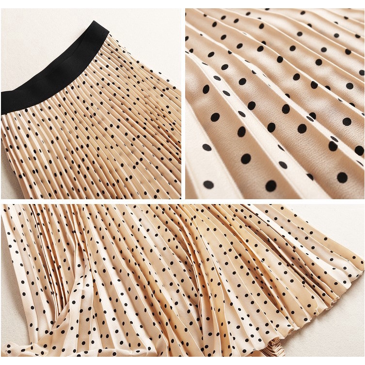 Váy eo cao xếp li thời trang nữ chấm bi | BigBuy360 - bigbuy360.vn