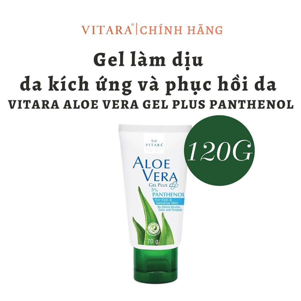 Gel thoa da bị kích ứng Vitara Aloe Vera thích hợp cho da khô, sần sùi, bị bỏng, cháy nắng 70g hoặc 120g