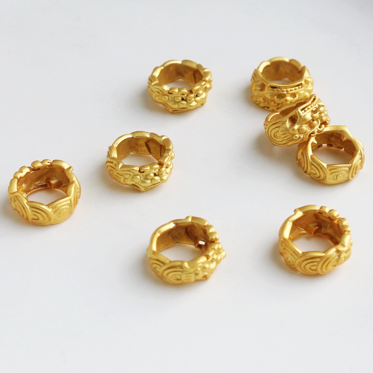 Nhẫn Đồng Mạ Vàng 18k Đính Hạt Phong Cách Vintage