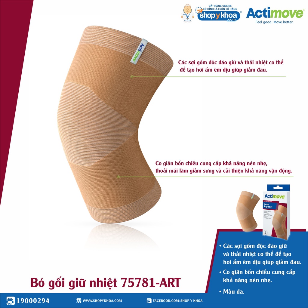 Bó Gối Giữ Nhiệt Actimove Knee Support, Màu Da [75781-ART]. NK Châu Âu (1 Cái)