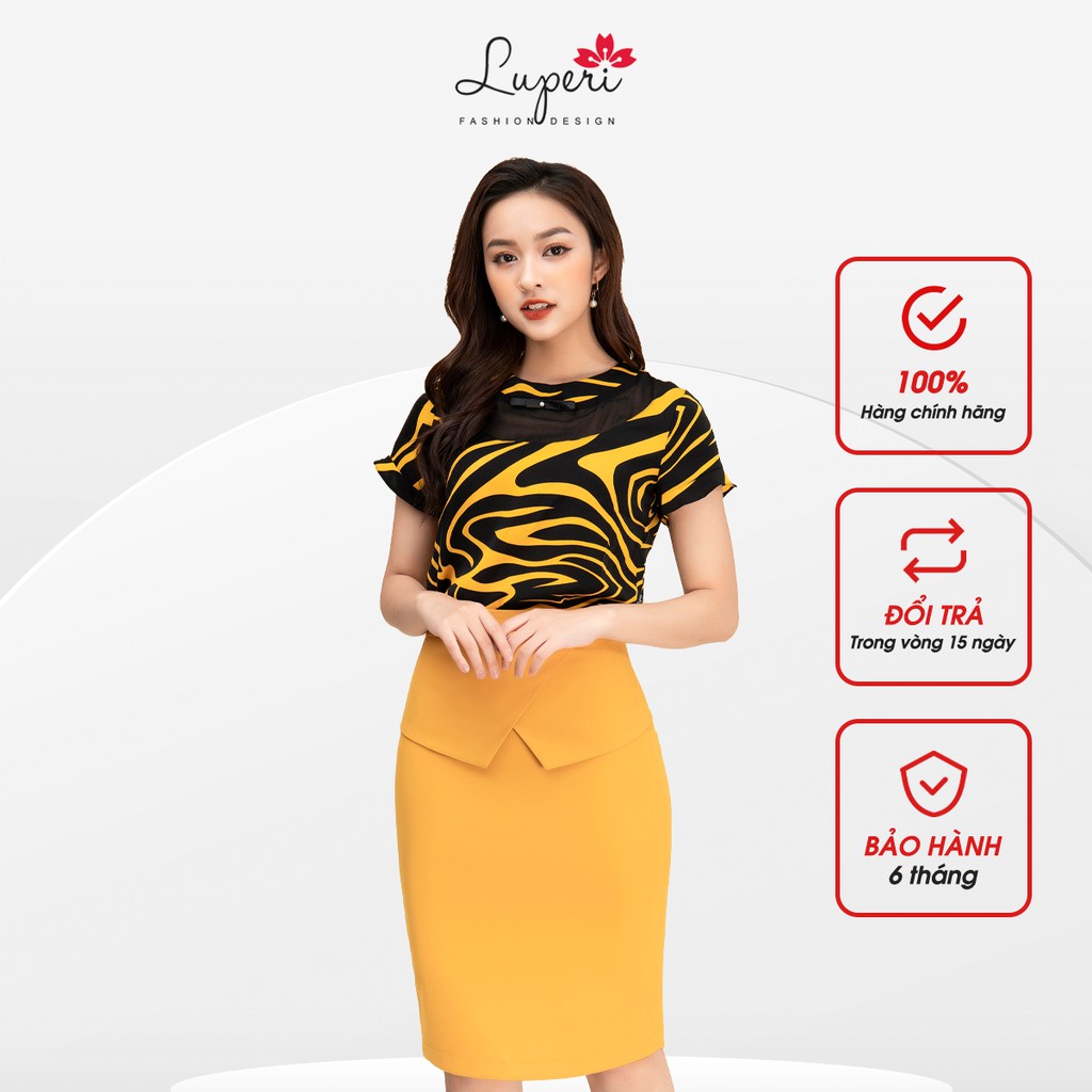 Áo Sơ Mi Nữ Cổ Tròn Ngắn Tay LUPERI LFSM1107 Chất Liệu Lụa Cát Hàn Quốc Cho Nữ Đi Làm Đi Chơi
